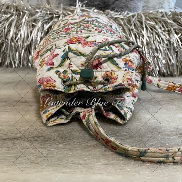 Vintage VERA BRADLEY Perennials 1998 Backpack Sling USA Cream Blue Pink Floral - Picture 10 of 17